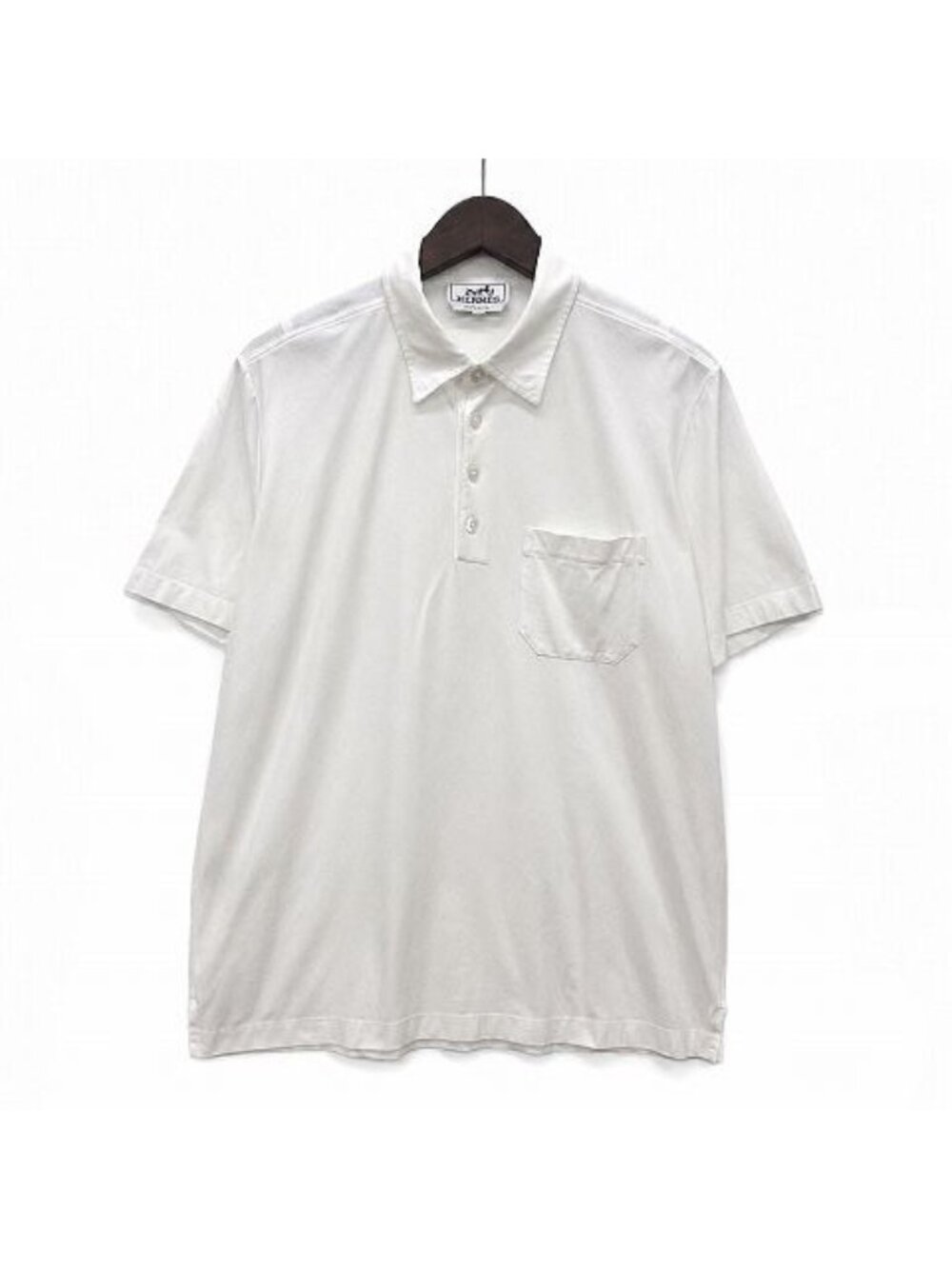 Hermes Cotton H Motif Polo Shirt Short Sleeve White
